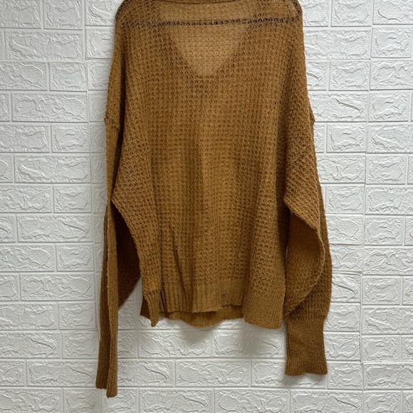 Free people brown v-neck sweater size large - Picture 5 of 6